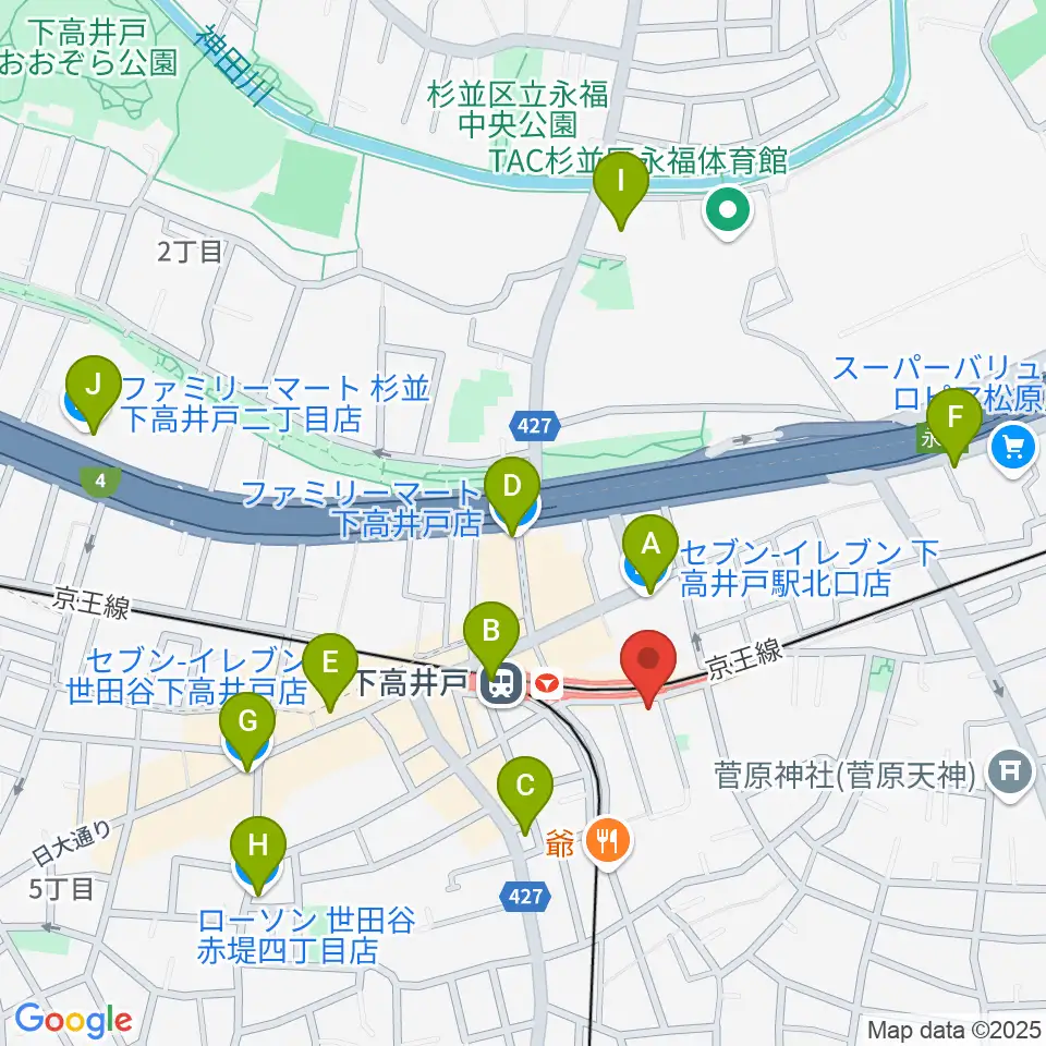 下高井戸シネマ周辺のコンビニエンスストア一覧地図