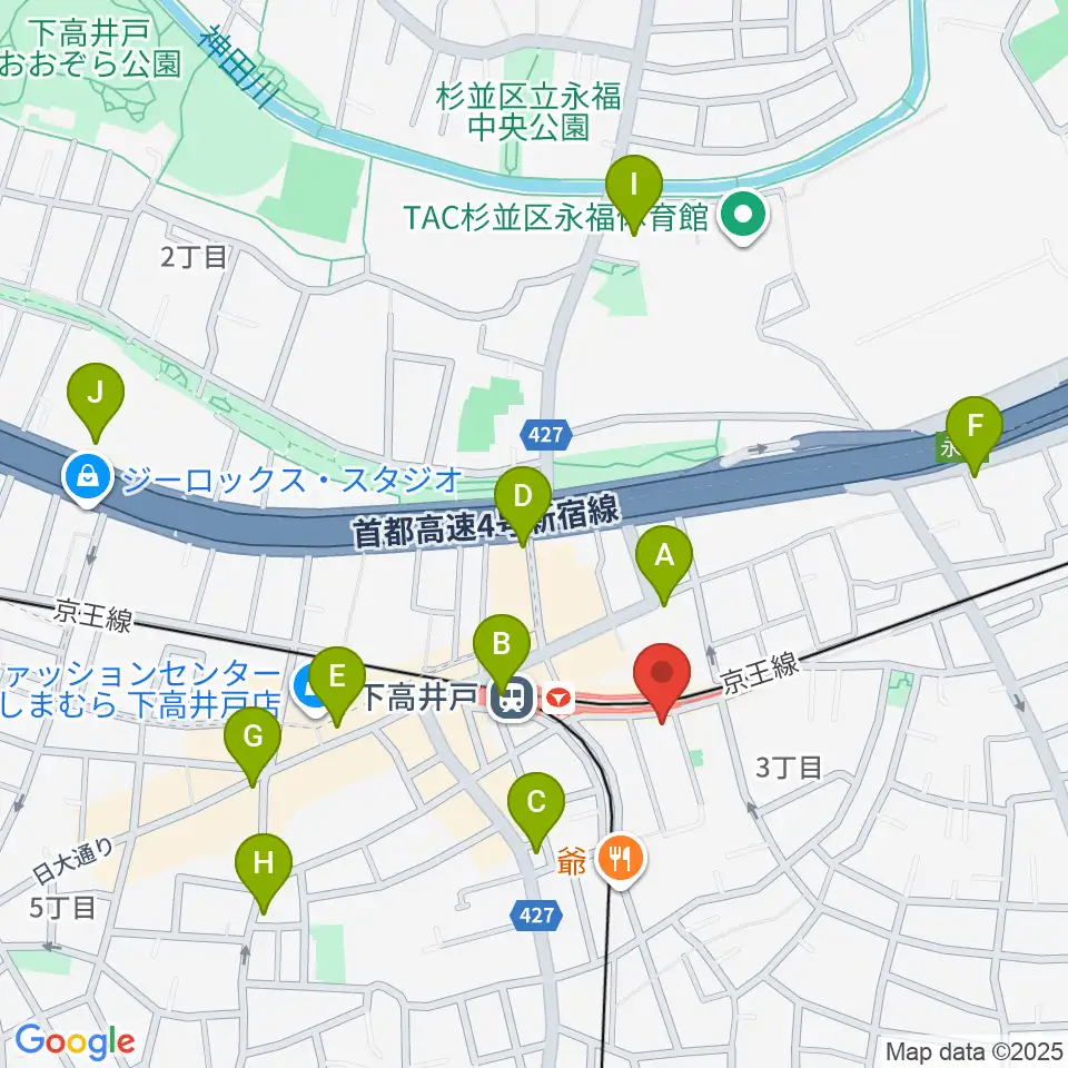 下高井戸シネマ周辺のコンビニエンスストア一覧地図
