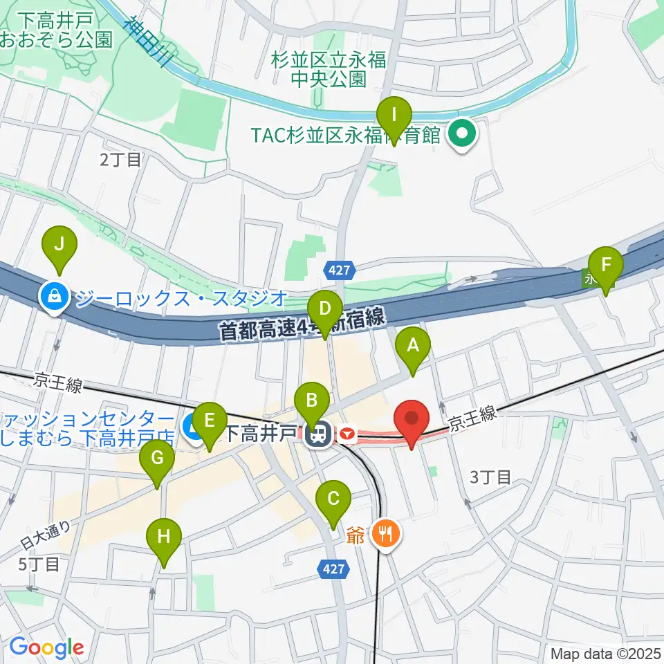 下高井戸シネマ周辺のコンビニエンスストア一覧地図