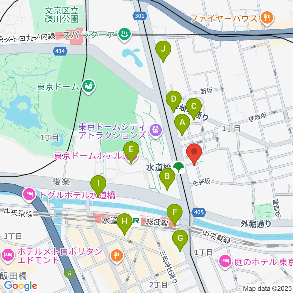水道橋Ftarri周辺のコンビニエンスストア一覧地図