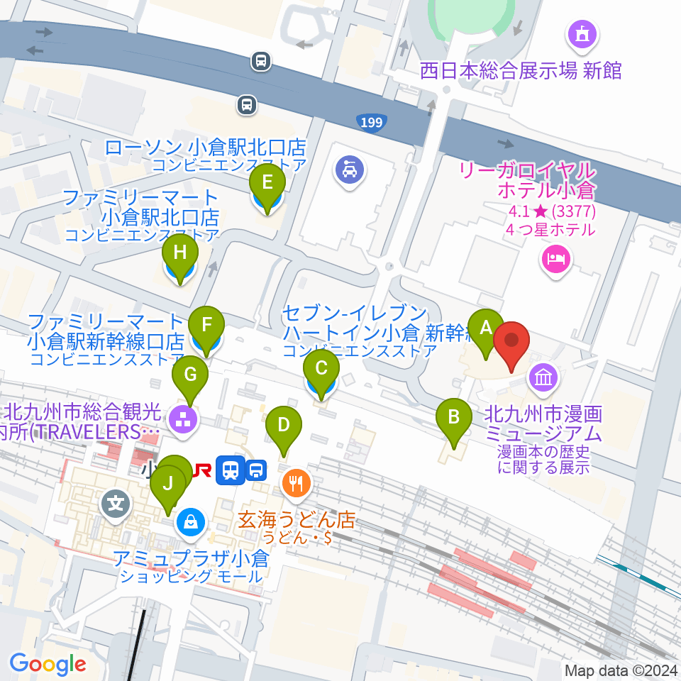 あるあるcity B1Fスタジオ周辺のコンビニエンスストア一覧地図