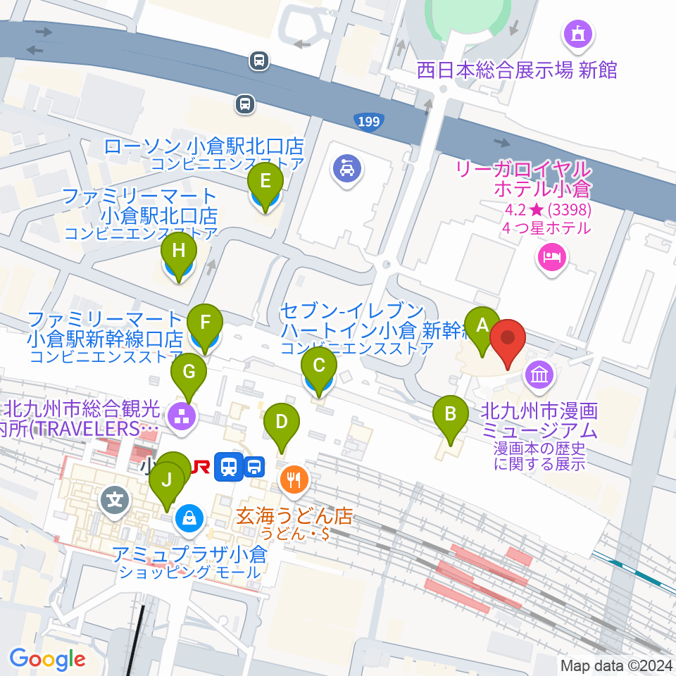 あるあるcity B1Fスタジオ周辺のコンビニエンスストア一覧地図