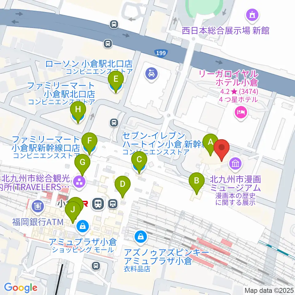 あるあるcity B1Fスタジオ周辺のコンビニエンスストア一覧地図
