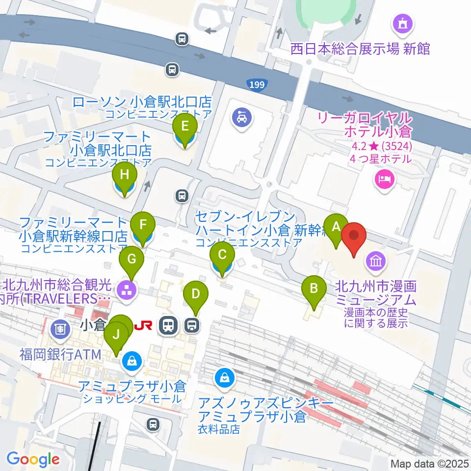 あるあるcity B1Fスタジオ周辺のコンビニエンスストア一覧地図