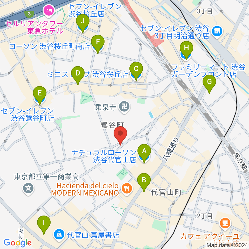 未来太鼓道場 みらい代官山スタジオ周辺のコンビニエンスストア一覧地図