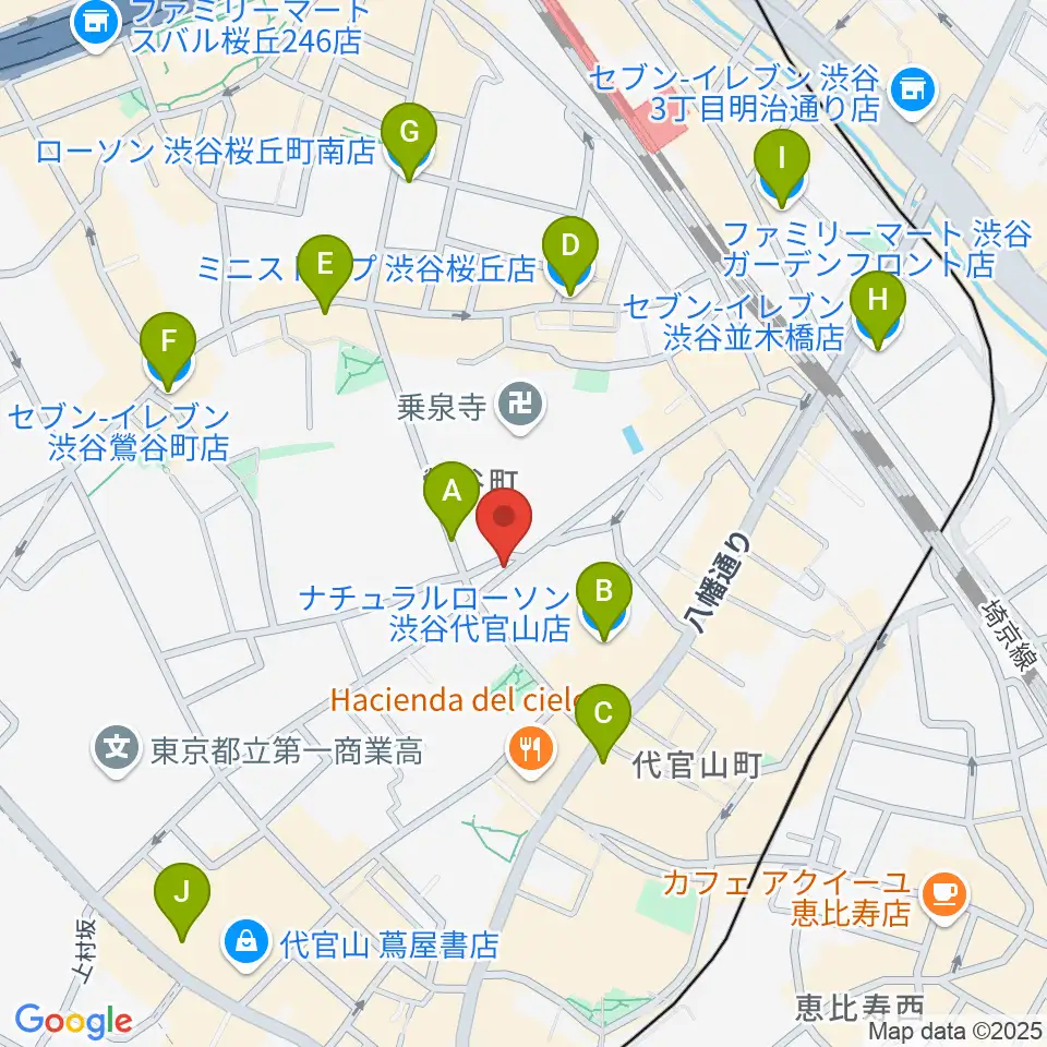 未来太鼓道場 みらい代官山スタジオ周辺のコンビニエンスストア一覧地図