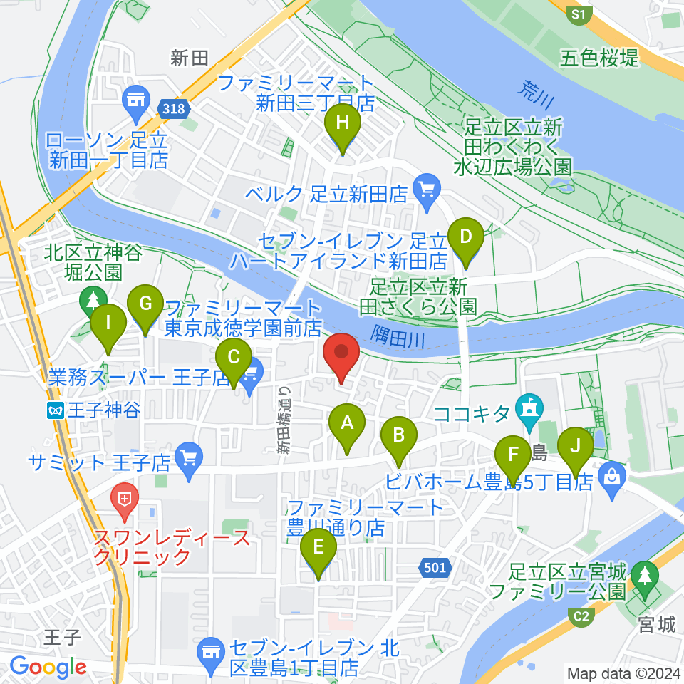 東京バビロン周辺のコンビニエンスストア一覧地図