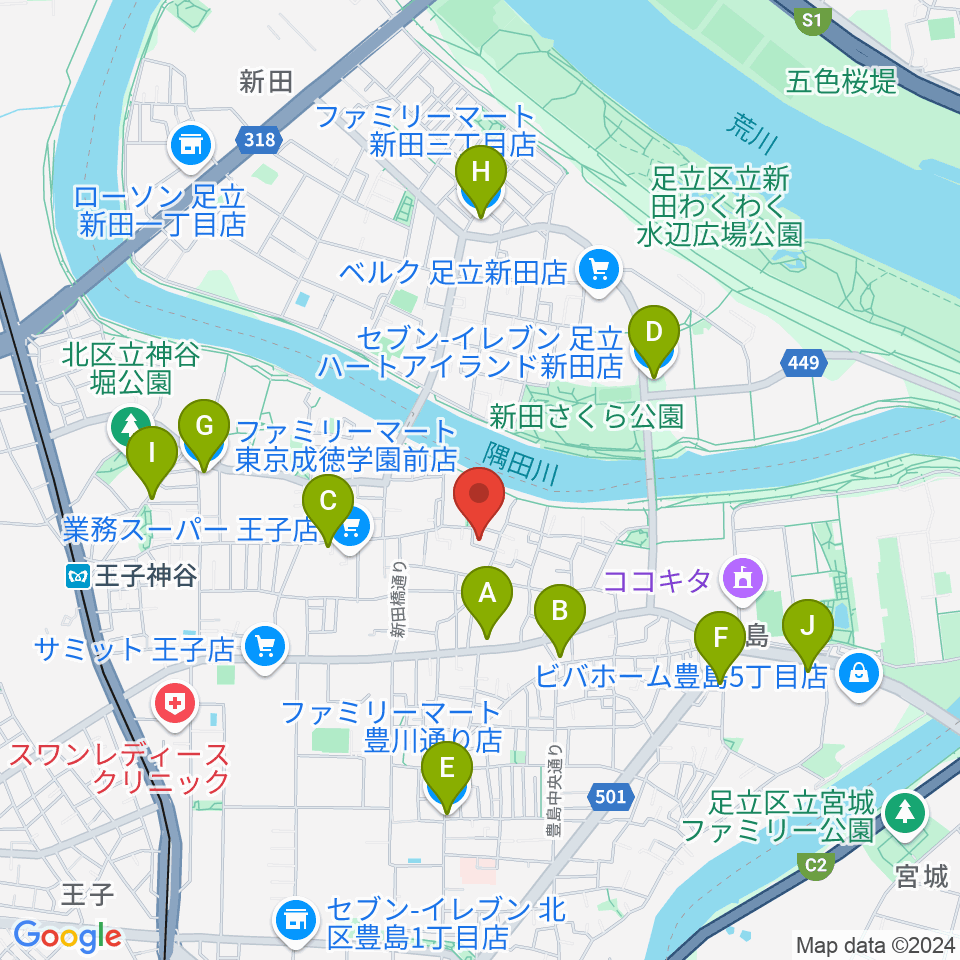 東京バビロン周辺のコンビニエンスストア一覧地図