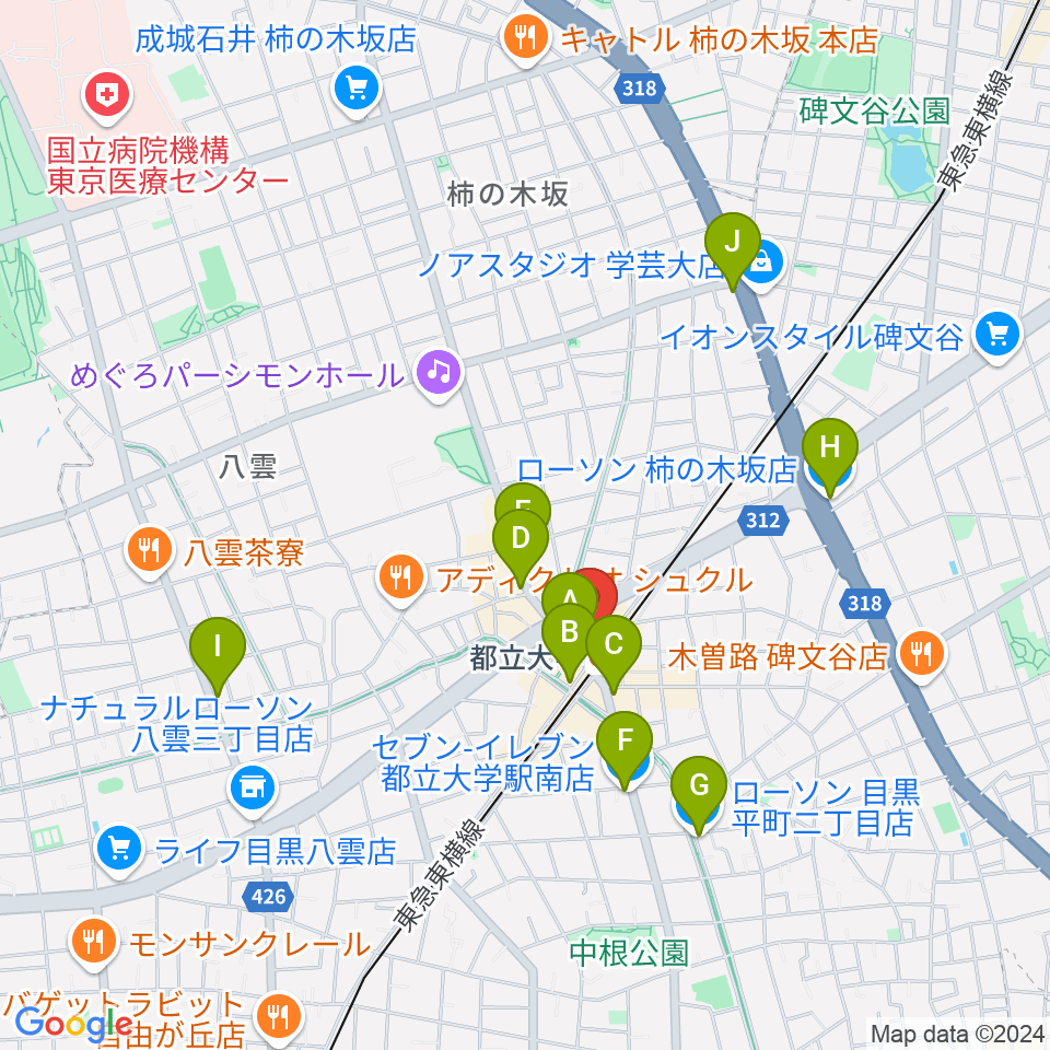 カワイ音楽教室 都立大学センター周辺のコンビニエンスストア一覧地図