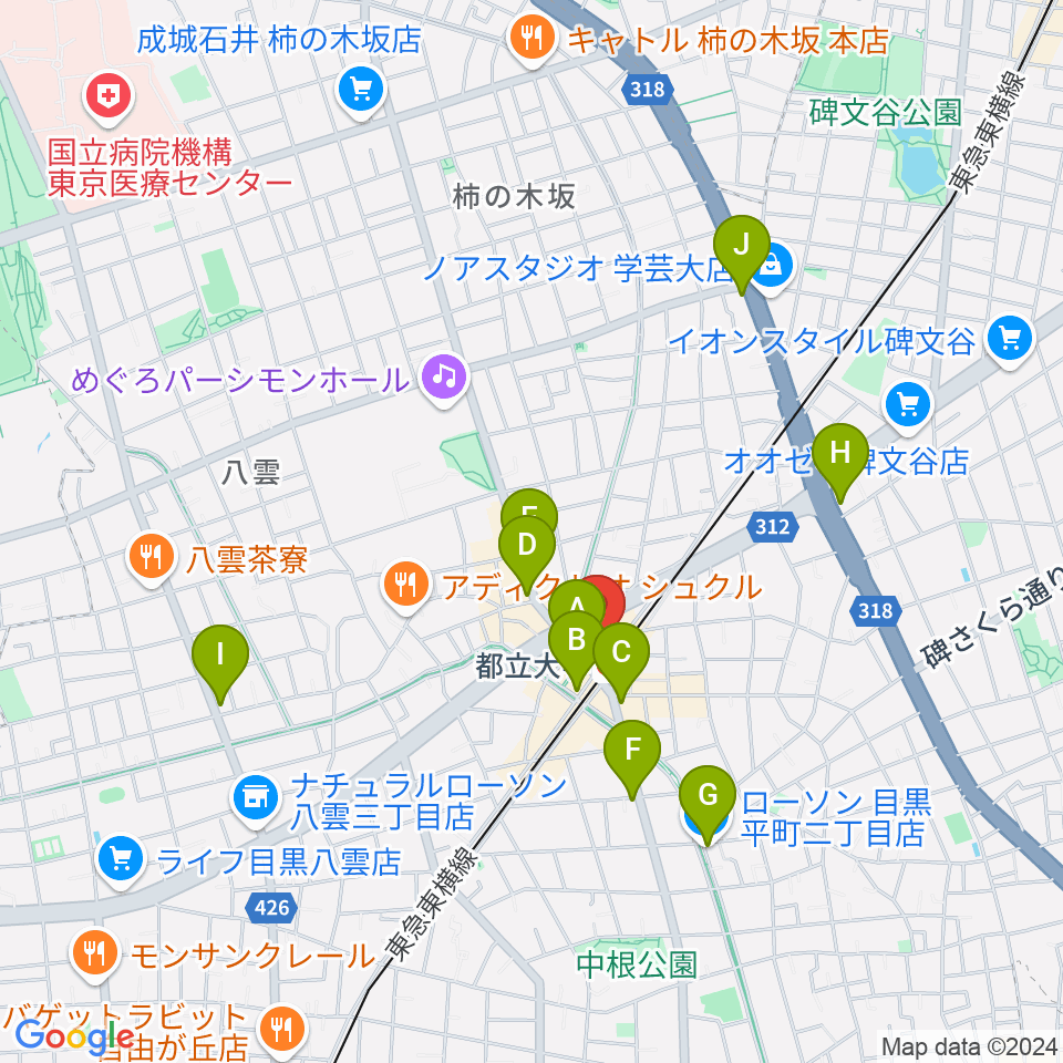 カワイ音楽教室 都立大学センター周辺のコンビニエンスストア一覧地図