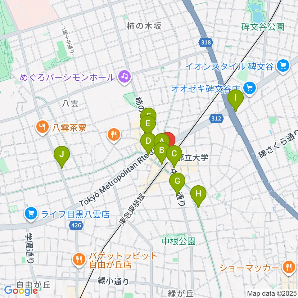 カワイ音楽教室 都立大学センター周辺のコンビニエンスストア一覧地図