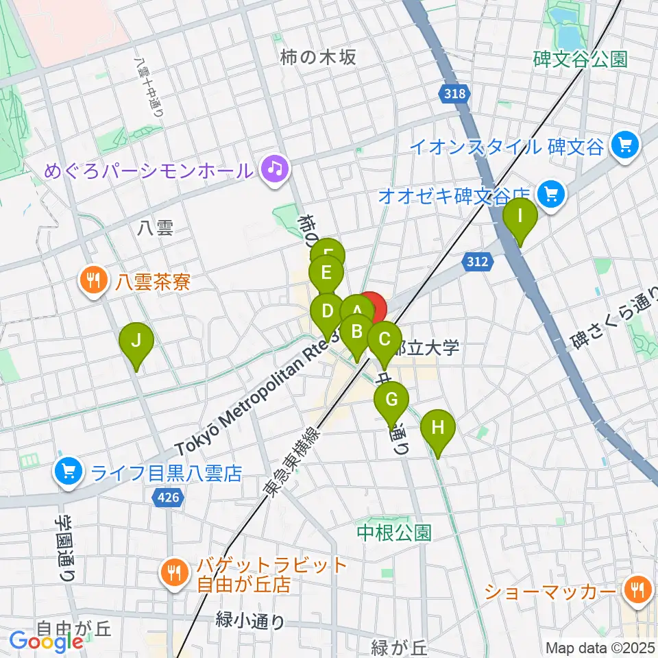 カワイ音楽教室 都立大学センター周辺のコンビニエンスストア一覧地図
