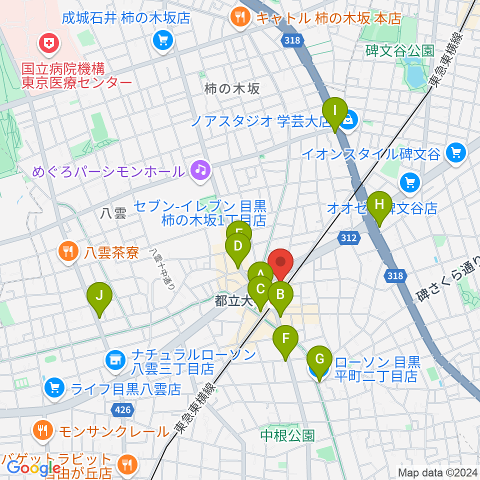 都立大学イーハトーブ周辺のコンビニエンスストア一覧地図