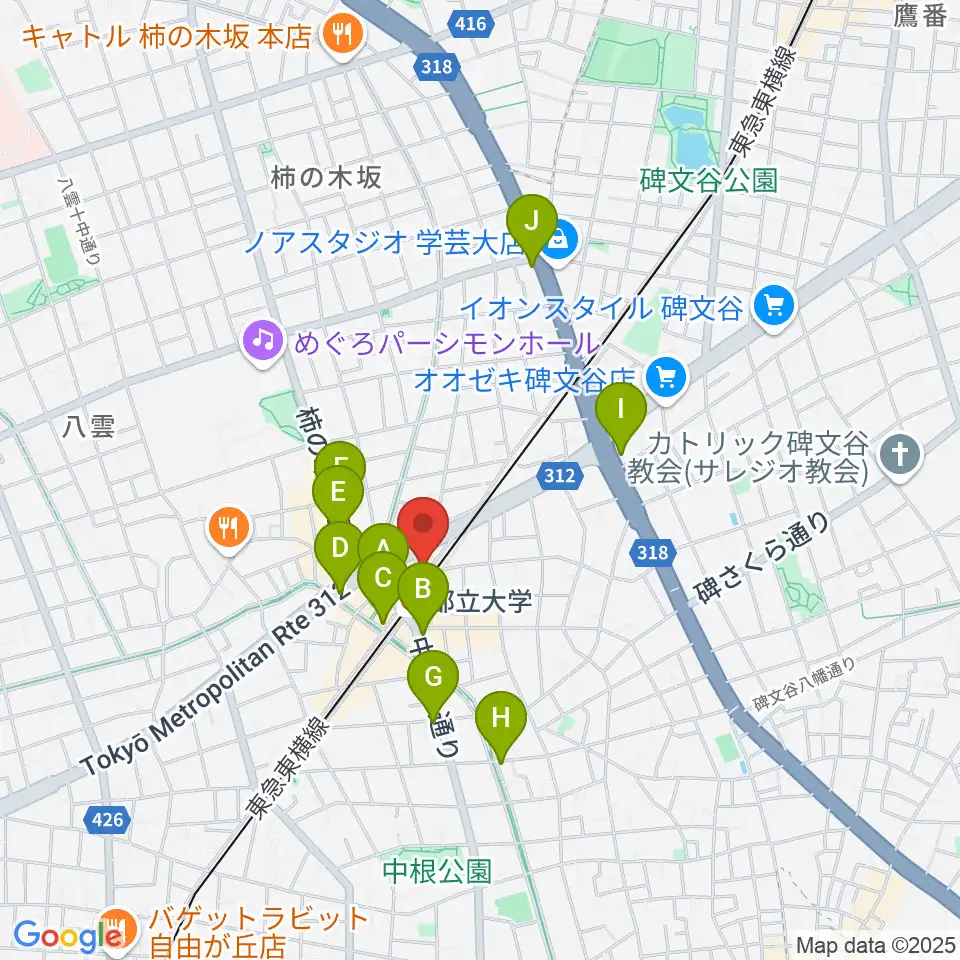 都立大学イーハトーブ周辺のコンビニエンスストア一覧地図