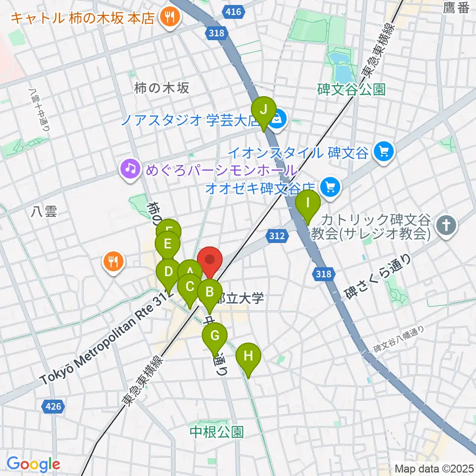 都立大学イーハトーブ周辺のコンビニエンスストア一覧地図