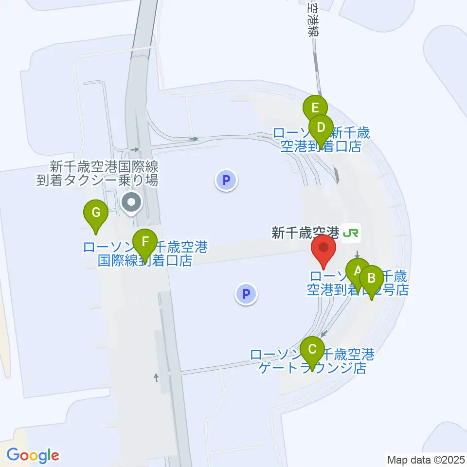 新千歳空港シアター周辺のコンビニエンスストア一覧地図
