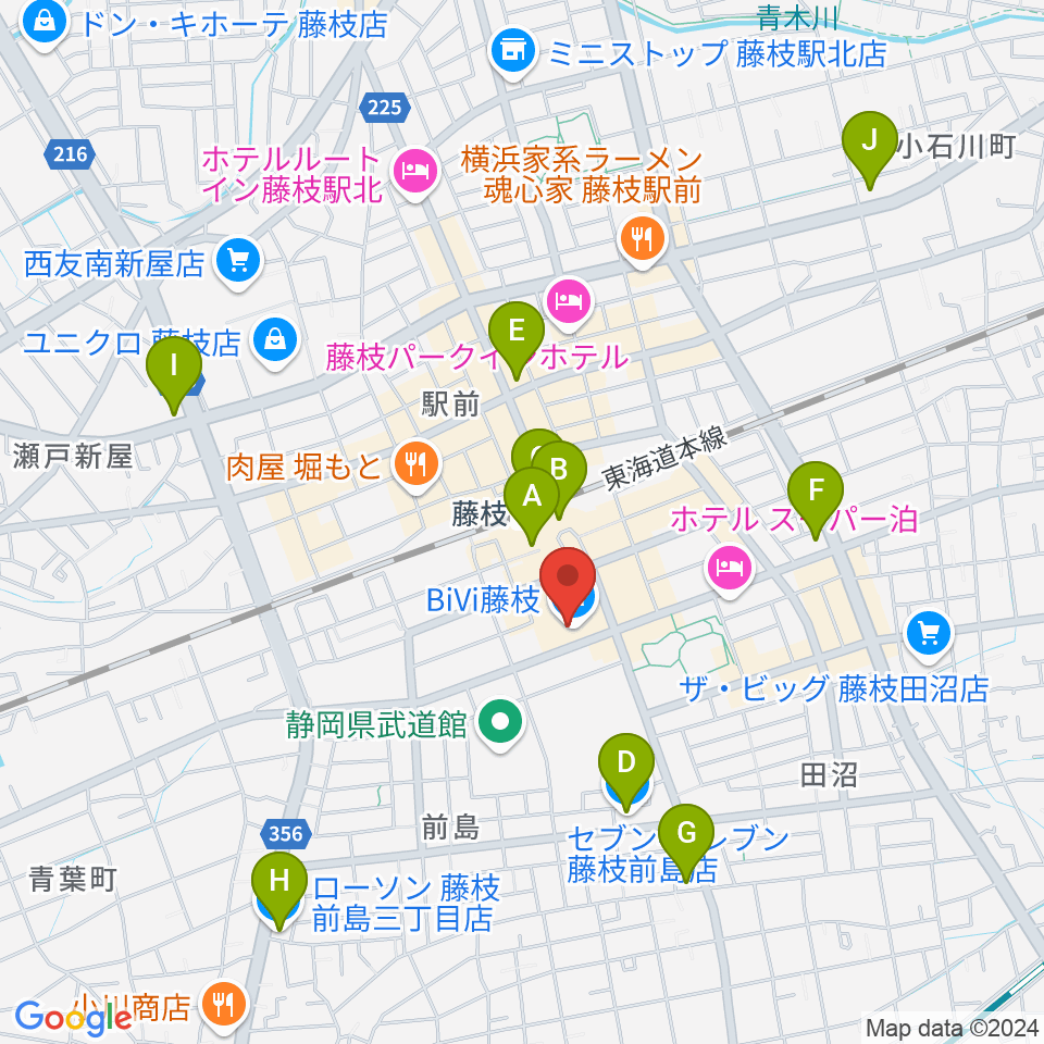 藤枝シネ・プレーゴ周辺のコンビニエンスストア一覧地図