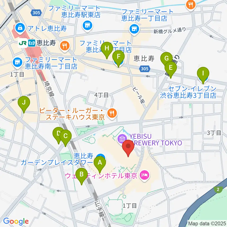 恵比寿ガーデンシネマ周辺のコンビニエンスストア一覧地図