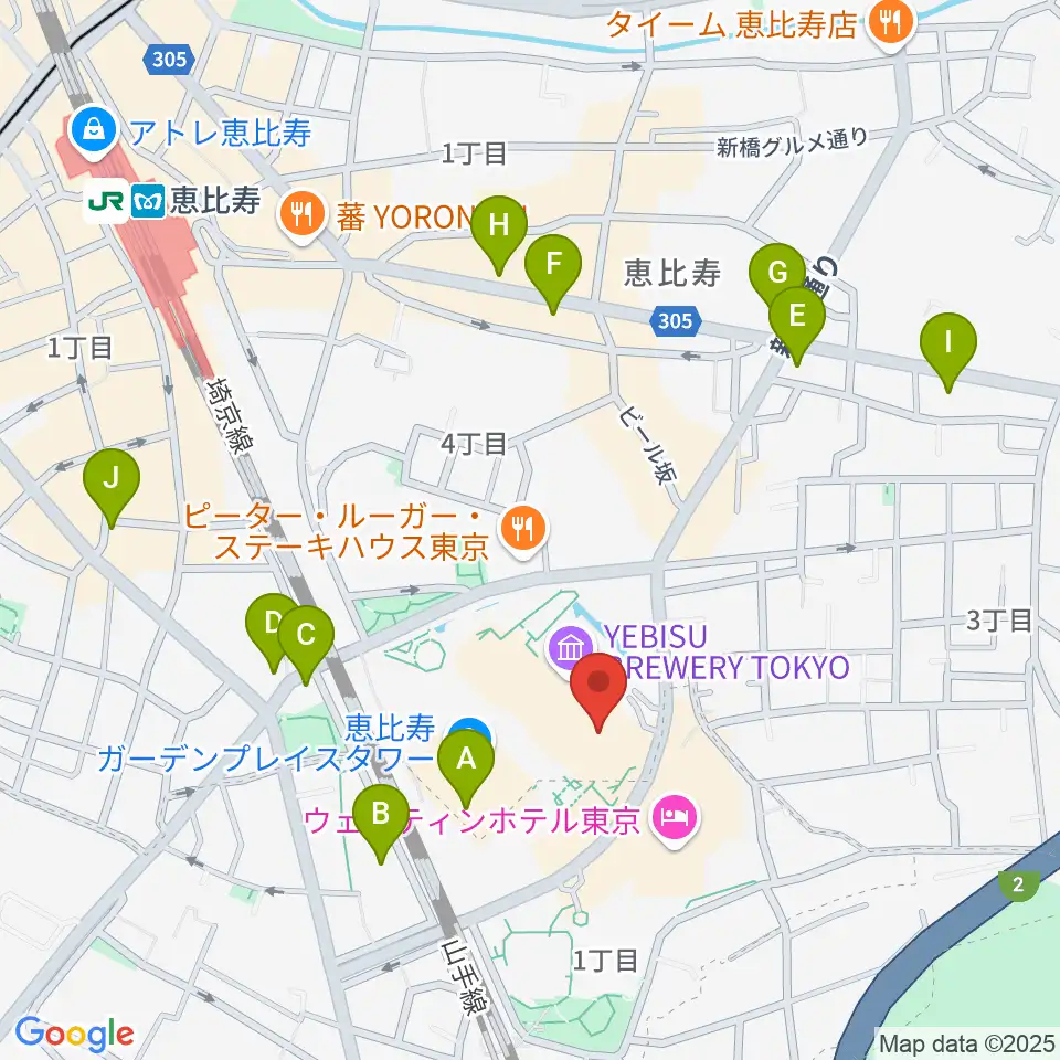 恵比寿ガーデンシネマ周辺のコンビニエンスストア一覧地図