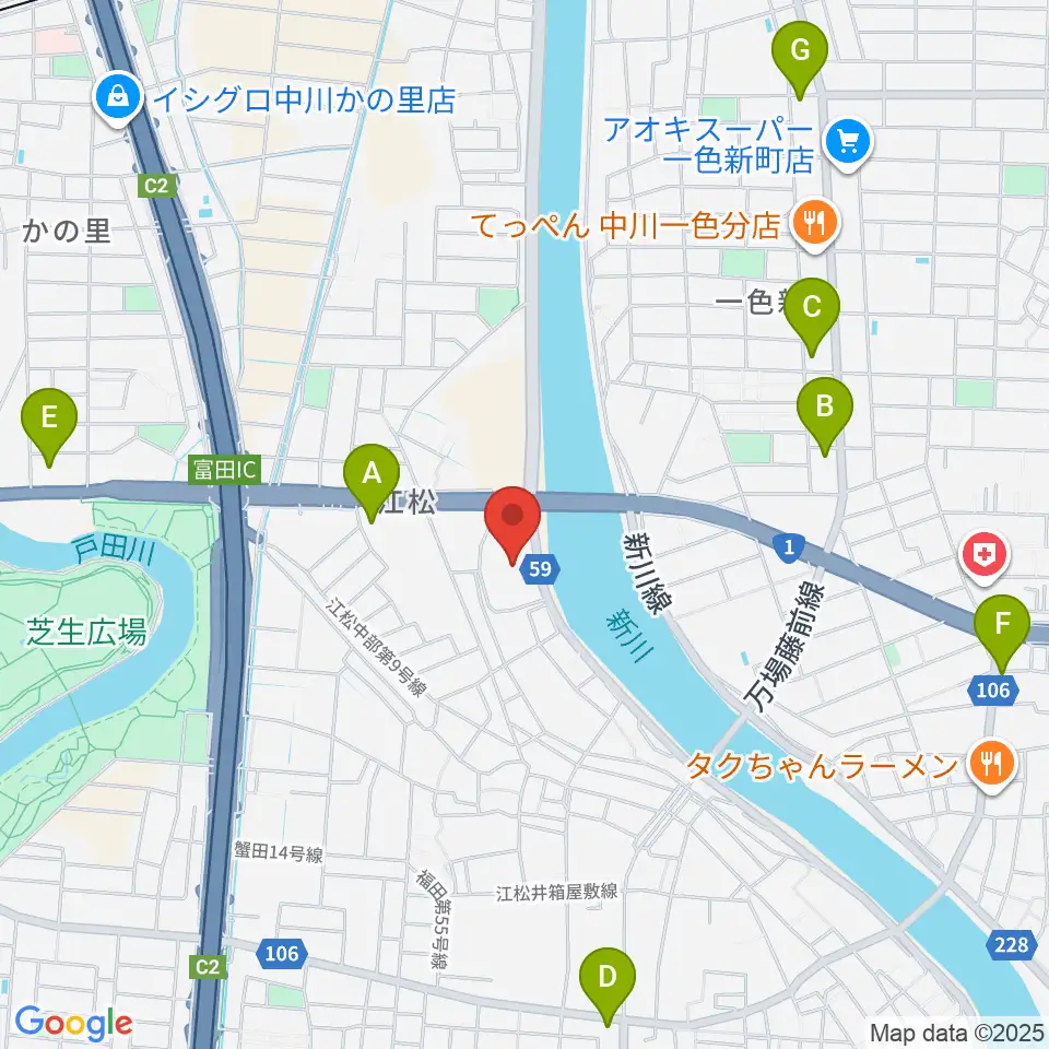 シネマワールド中川周辺のコンビニエンスストア一覧地図