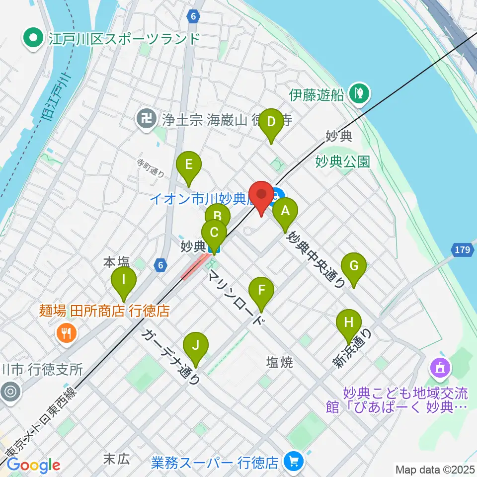 イオンシネマ市川妙典周辺のコンビニエンスストア一覧地図