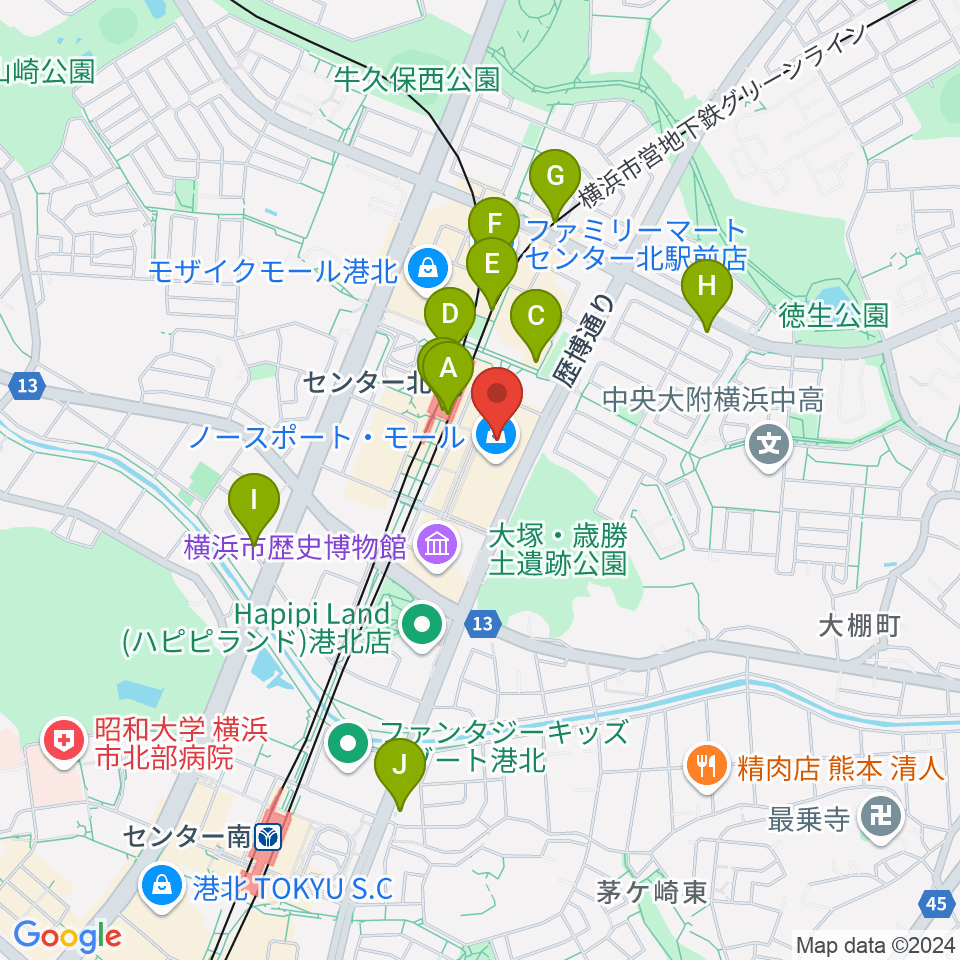 イオンシネマ港北ニュータウン周辺のコンビニエンスストア一覧地図