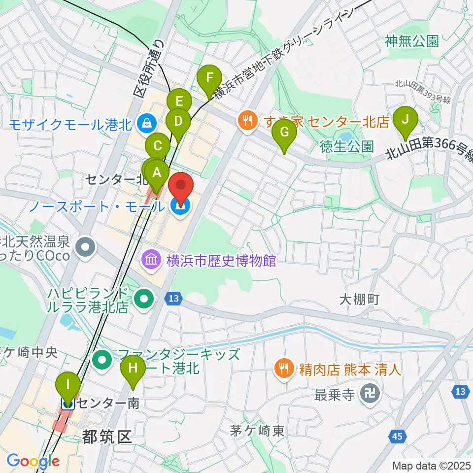 イオンシネマ港北ニュータウン周辺のコンビニエンスストア一覧地図