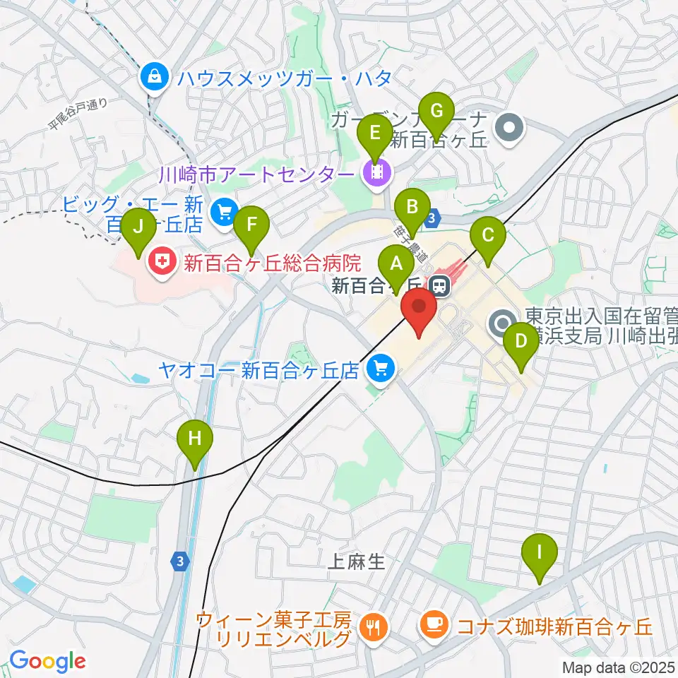 イオンシネマ新百合ヶ丘周辺のコンビニエンスストア一覧地図