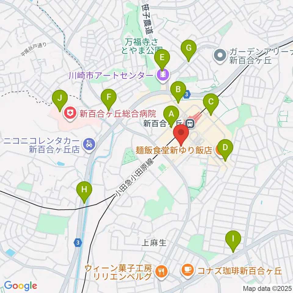 イオンシネマ新百合ヶ丘周辺のコンビニエンスストア一覧地図