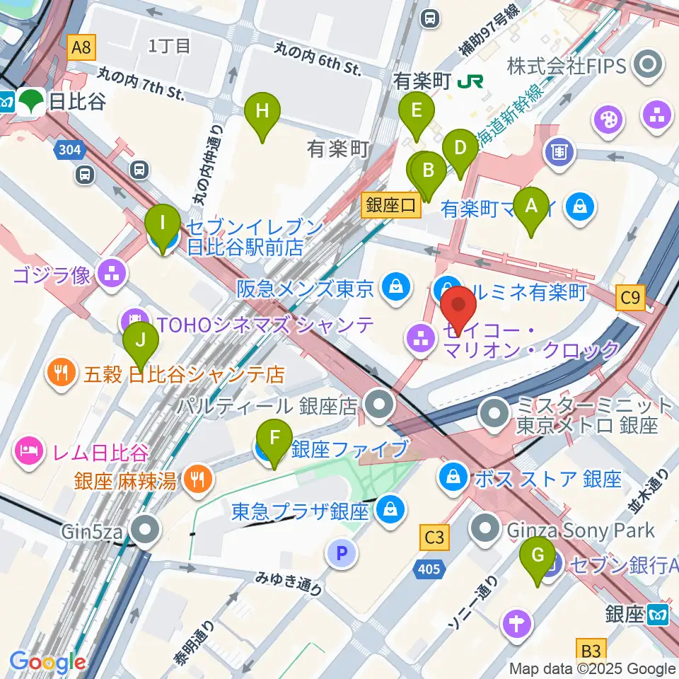 丸の内ピカデリー周辺のコンビニエンスストア一覧地図