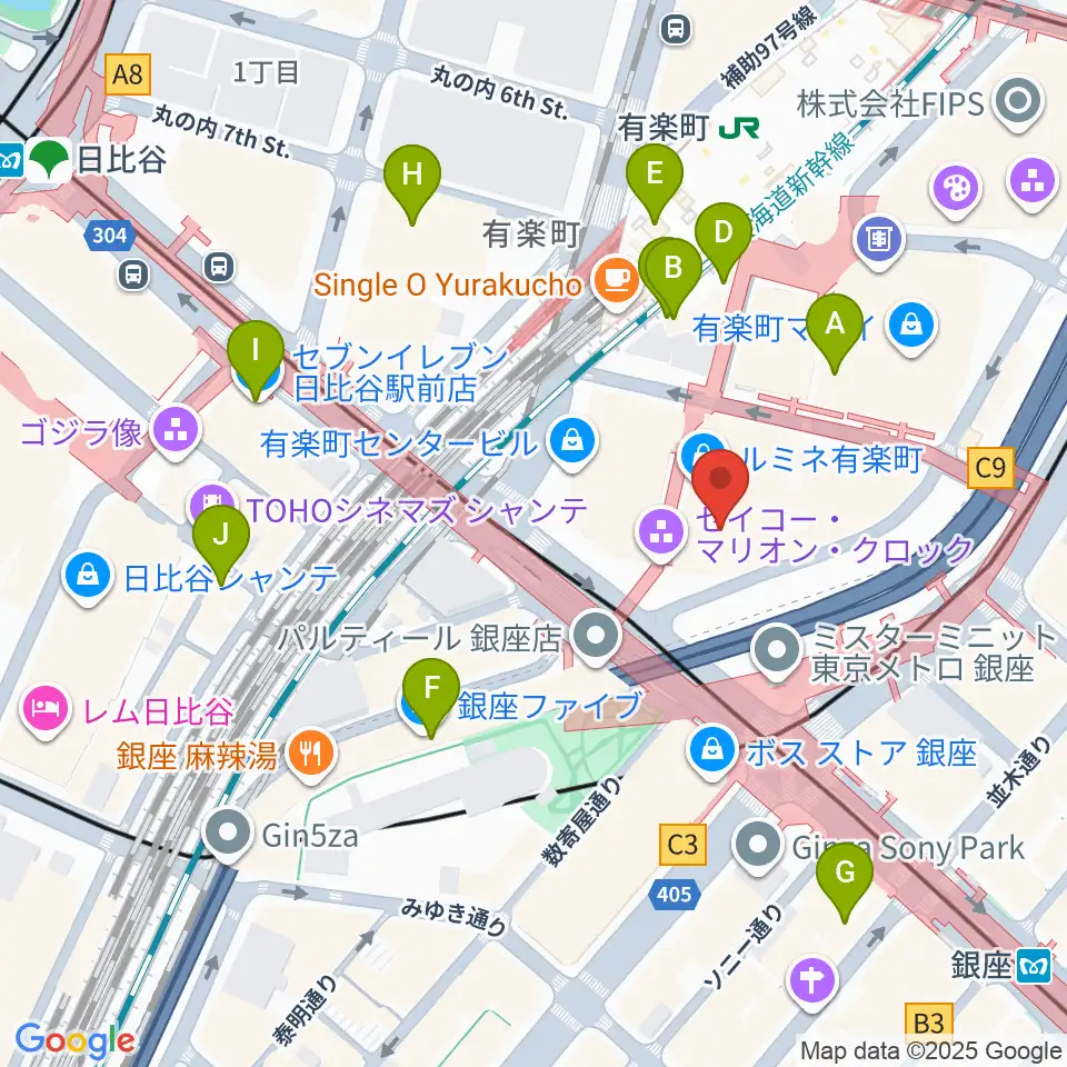 丸の内ピカデリー周辺のコンビニエンスストア一覧地図