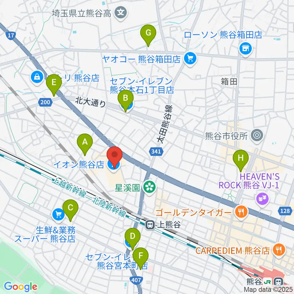 イオンシネマ熊谷周辺のコンビニエンスストア一覧地図