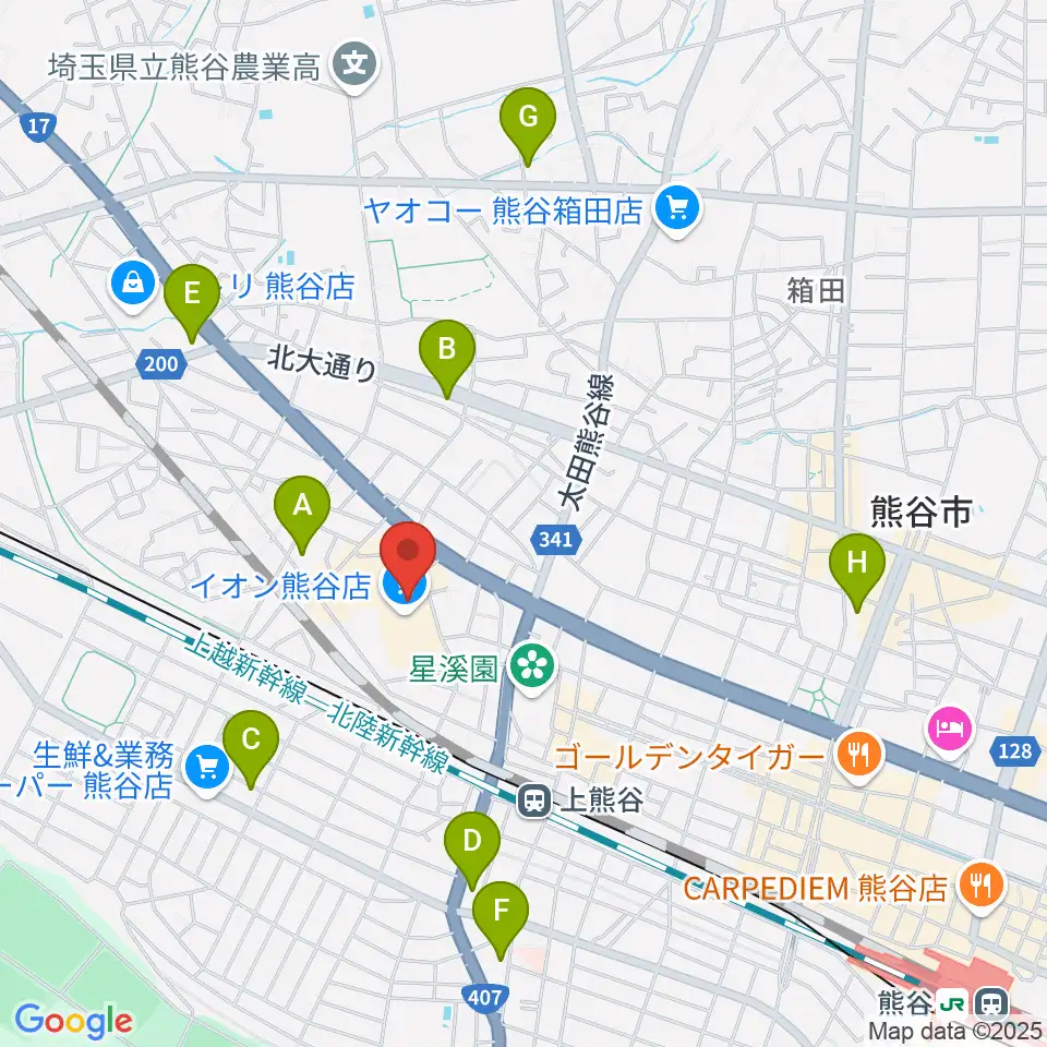 イオンシネマ熊谷周辺のコンビニエンスストア一覧地図