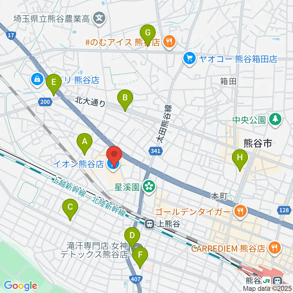 イオンシネマ熊谷周辺のコンビニエンスストア一覧地図