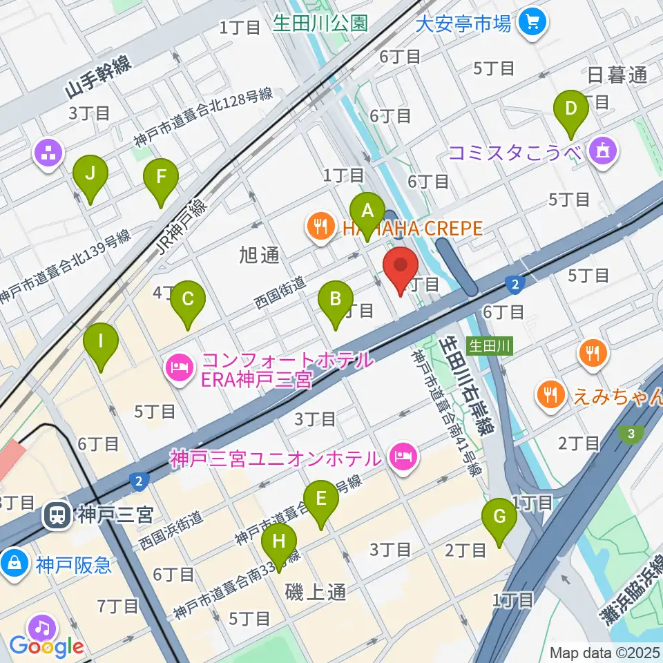 神戸ロッククラブ周辺のコンビニエンスストア一覧地図