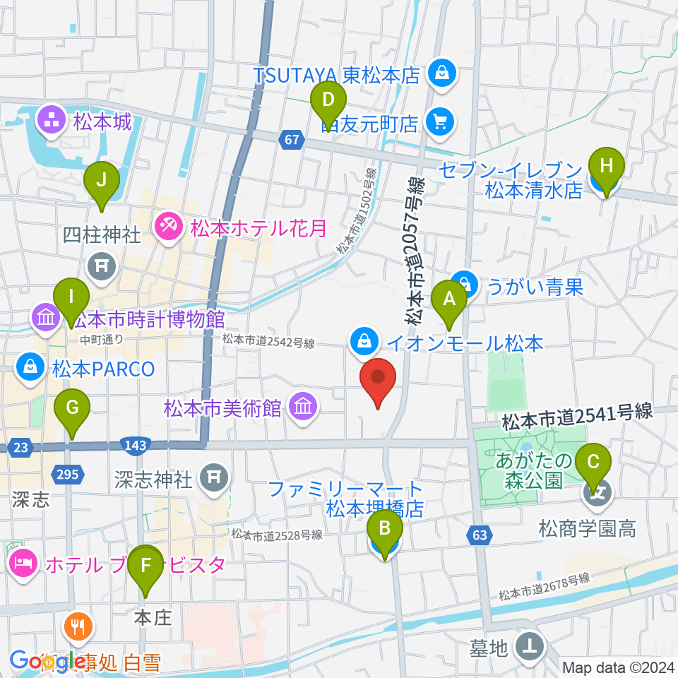 イオンシネマ松本周辺のコンビニエンスストア一覧地図