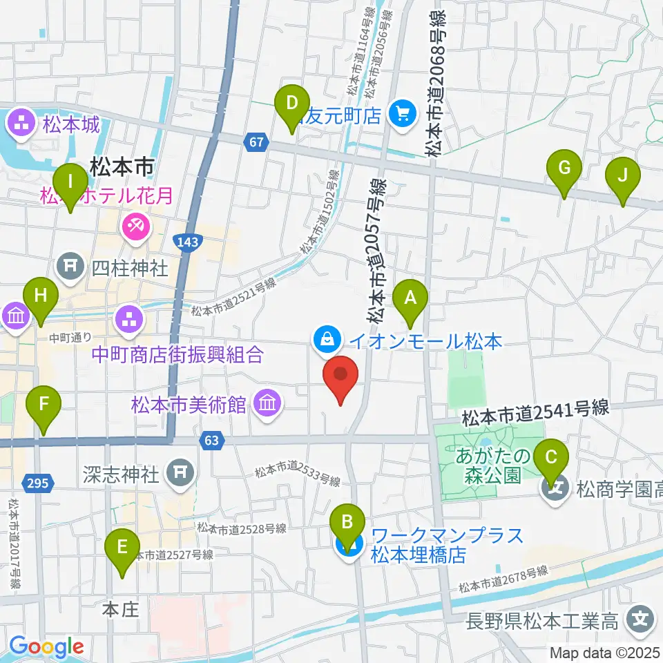 イオンシネマ松本周辺のコンビニエンスストア一覧地図