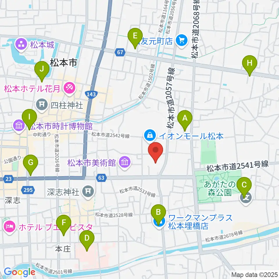 イオンシネマ松本周辺のコンビニエンスストア一覧地図