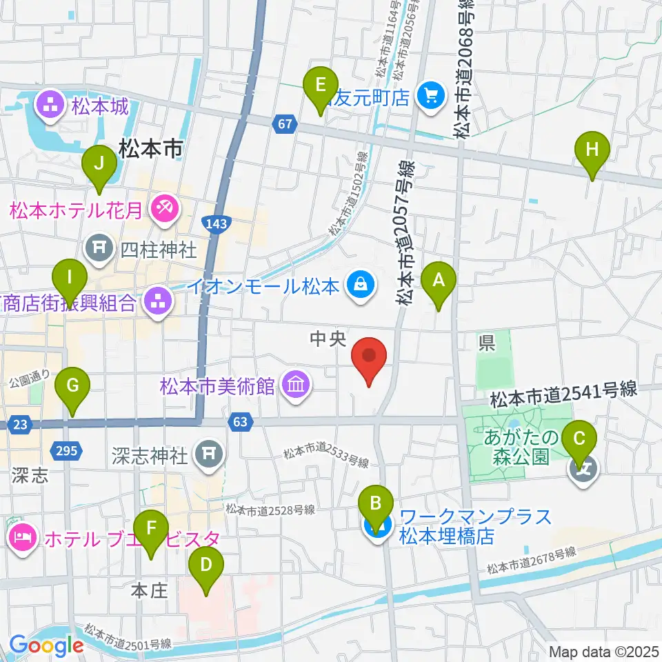イオンシネマ松本周辺のコンビニエンスストア一覧地図