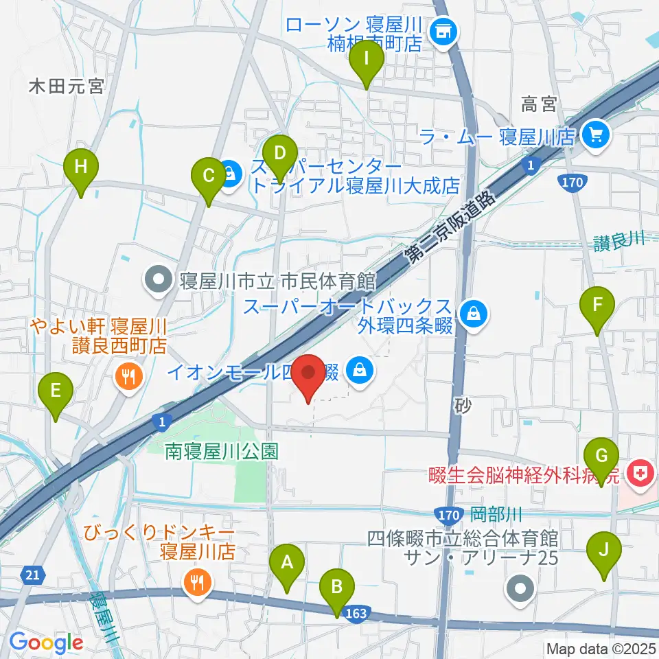 イオンシネマ四條畷周辺のコンビニエンスストア一覧地図