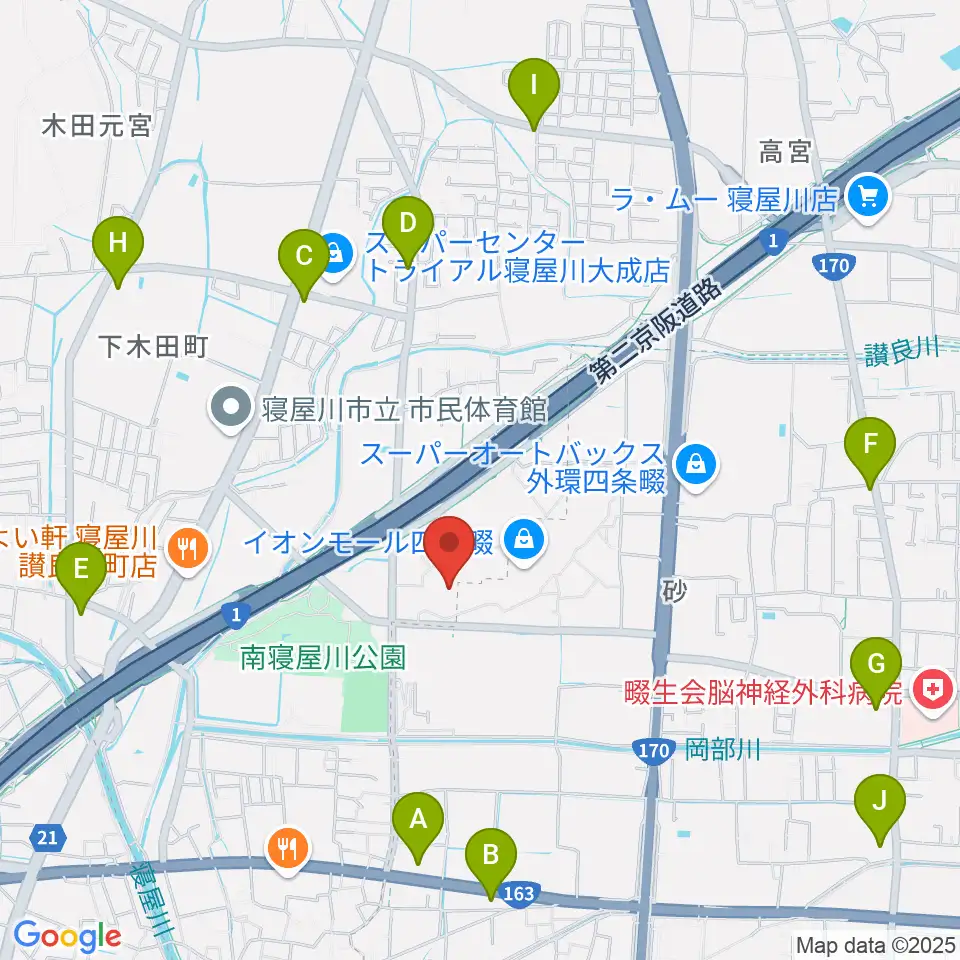 イオンシネマ四條畷周辺のコンビニエンスストア一覧地図