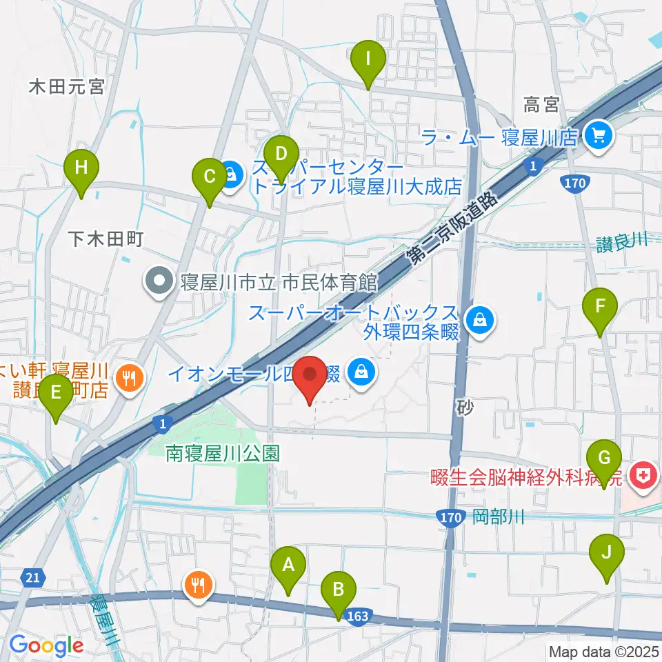 イオンシネマ四條畷周辺のコンビニエンスストア一覧地図