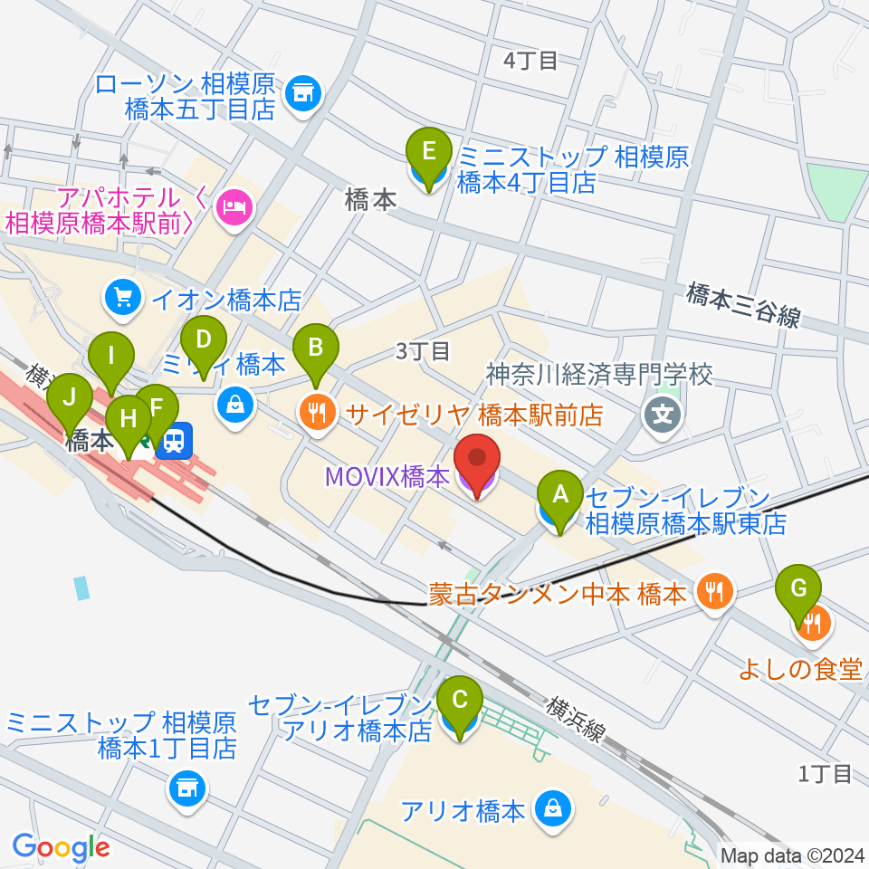 MOVIX橋本周辺のコンビニエンスストア一覧地図