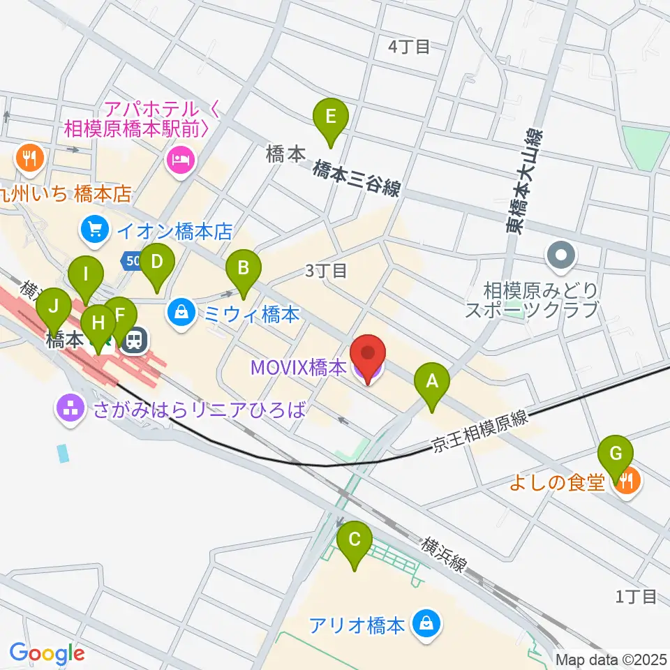 MOVIX橋本周辺のコンビニエンスストア一覧地図