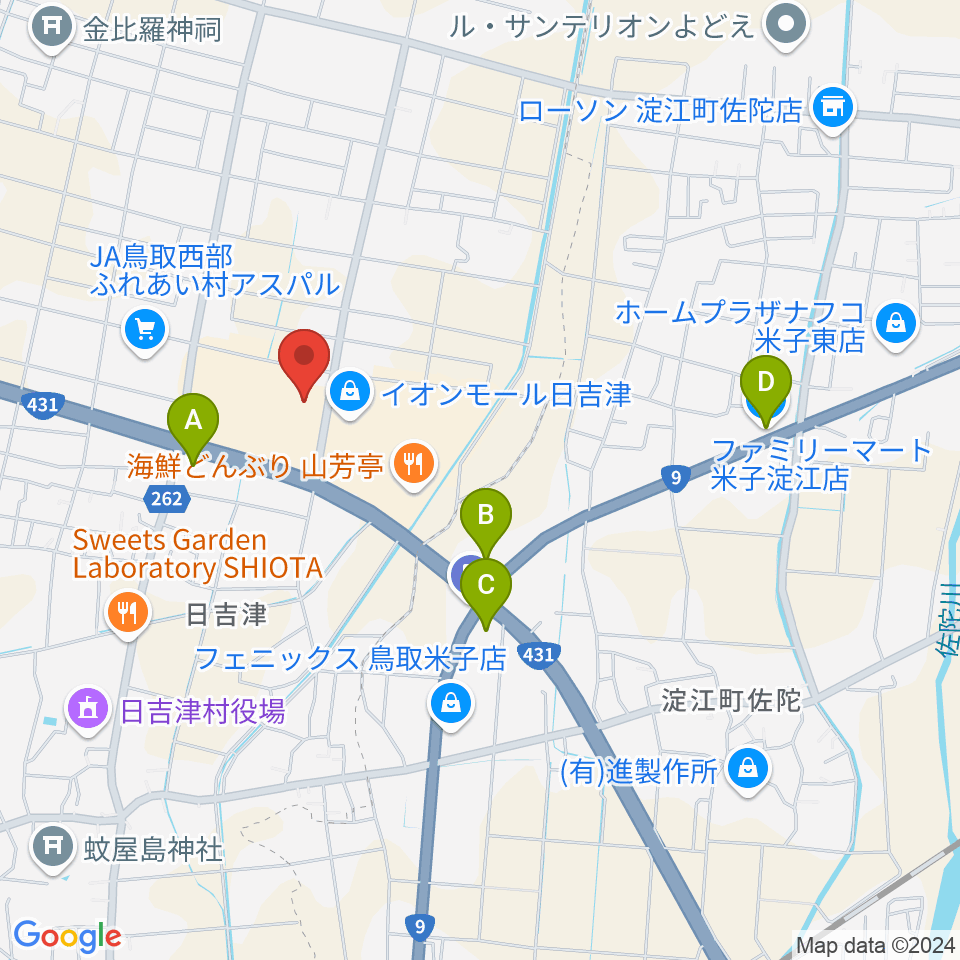 MOVIX日吉津周辺のコンビニエンスストア一覧地図