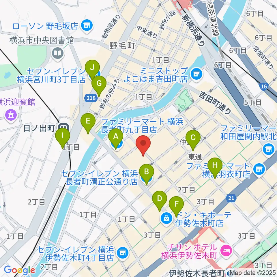 日ノ出町 試聴室その3周辺のコンビニエンスストア一覧地図