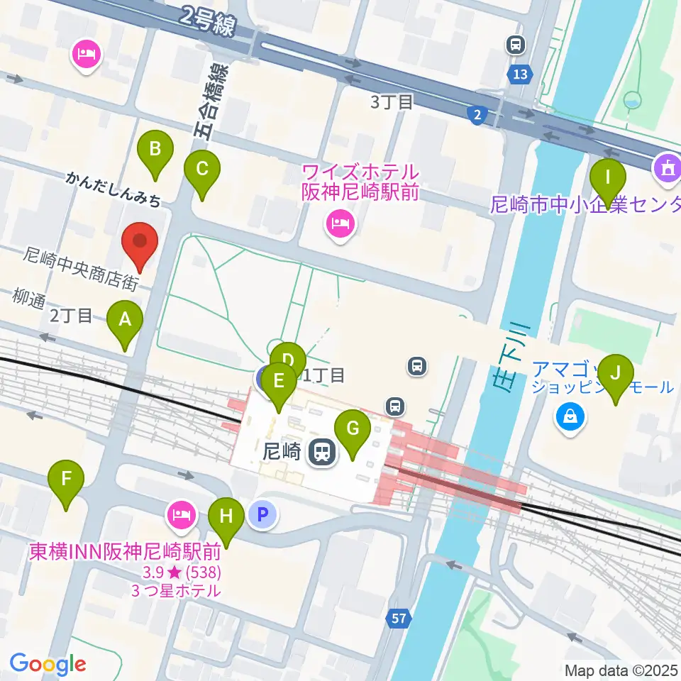 尼崎Scope周辺のコンビニエンスストア一覧地図