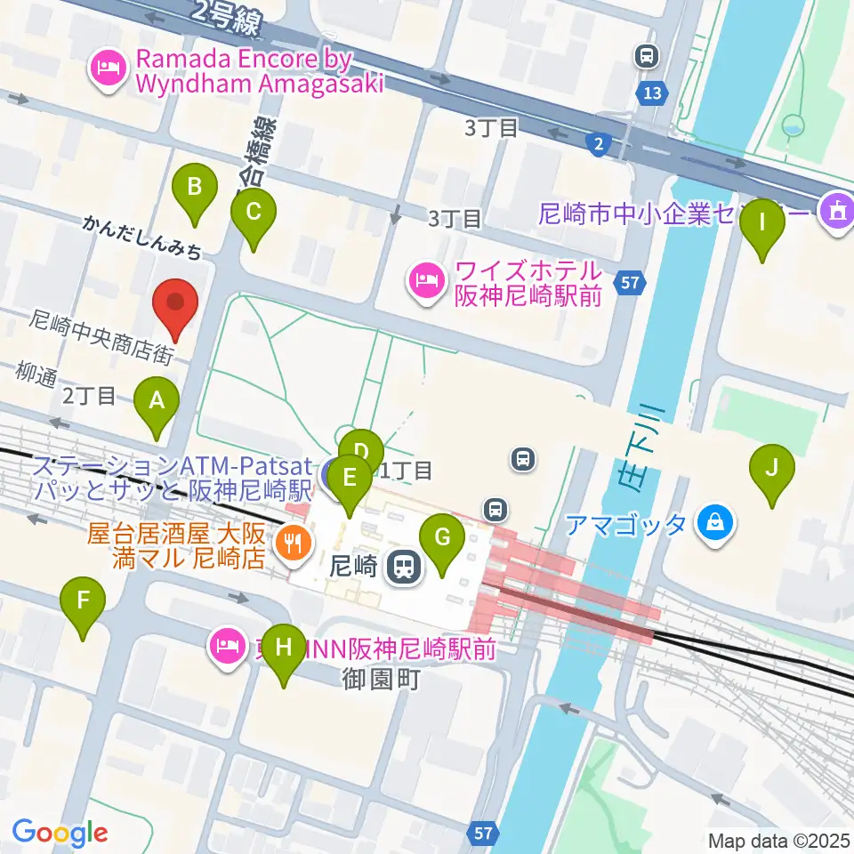 尼崎Scope周辺のコンビニエンスストア一覧地図