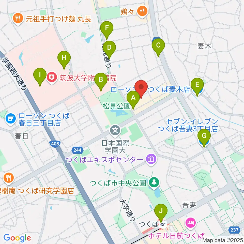 つくばFROG周辺のコンビニエンスストア一覧地図