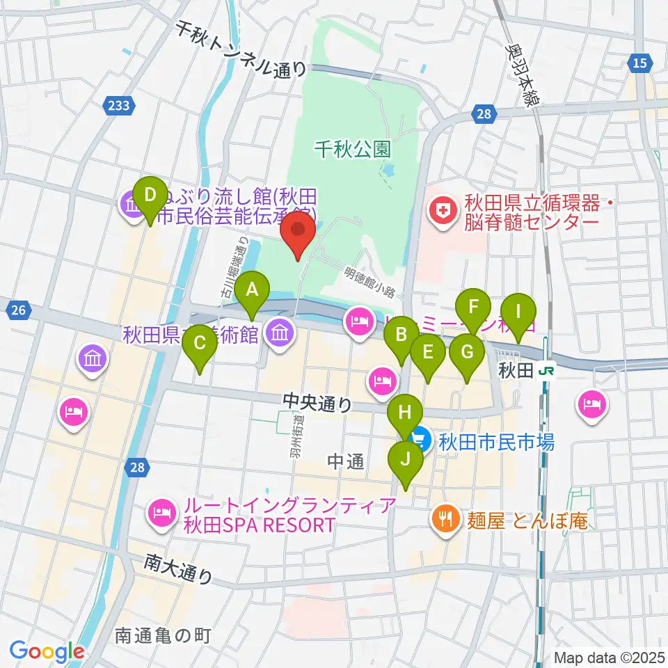 あきた芸術劇場ミルハス周辺のコンビニエンスストア一覧地図